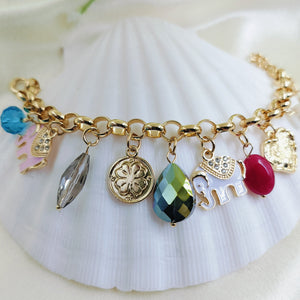 Embellished Elephant Gold Charms Bracelet