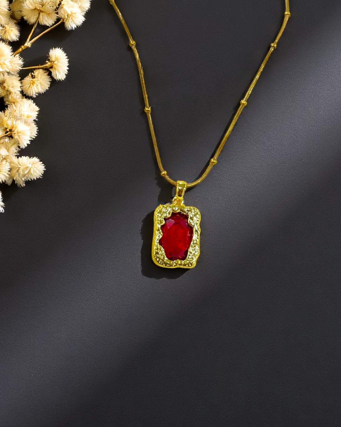 Regal Ruby Glow Penadant Necklace