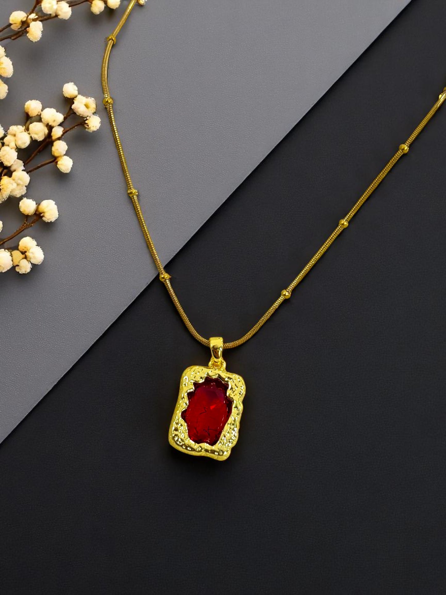 Regal Ruby Glow Penadant Necklace