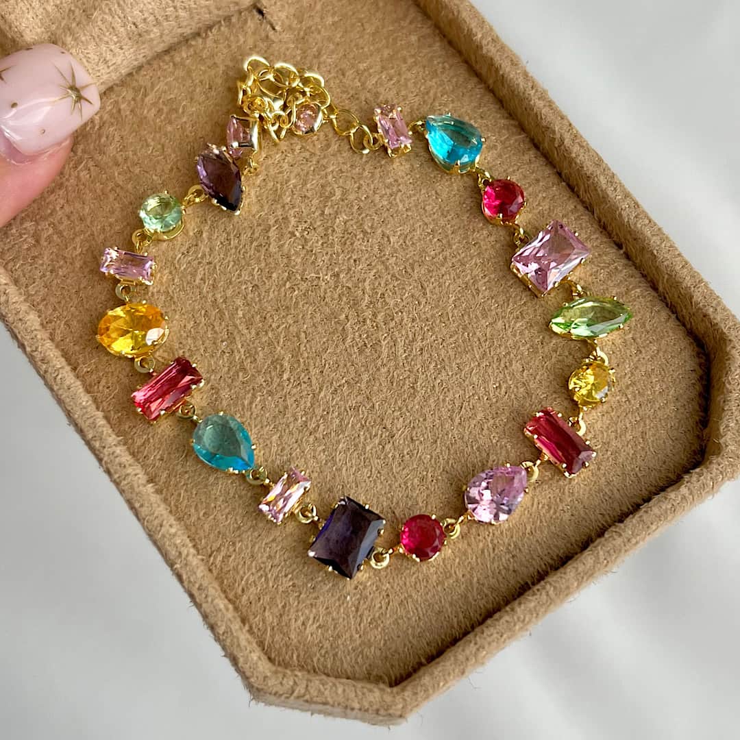 Mixed Shape Rainbow Gemstone Bracelet