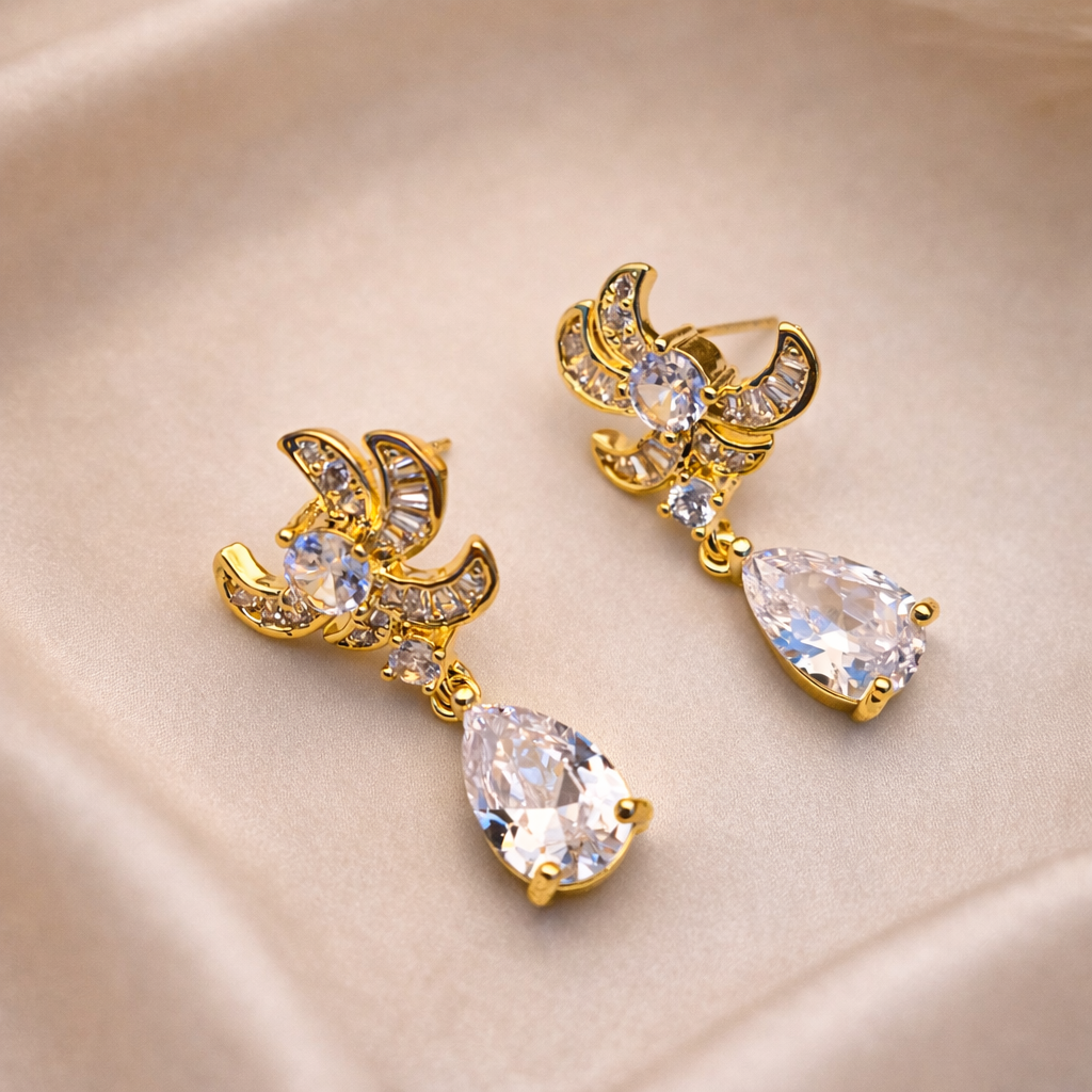 Celestial Pear Drop Post Earrings