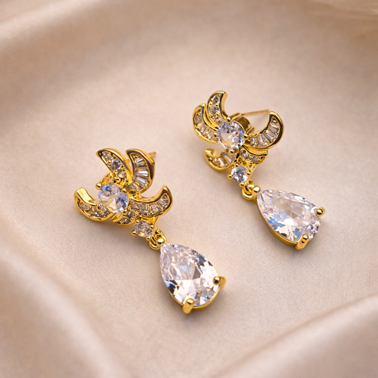 Celestial Pear Drop Post Earrings