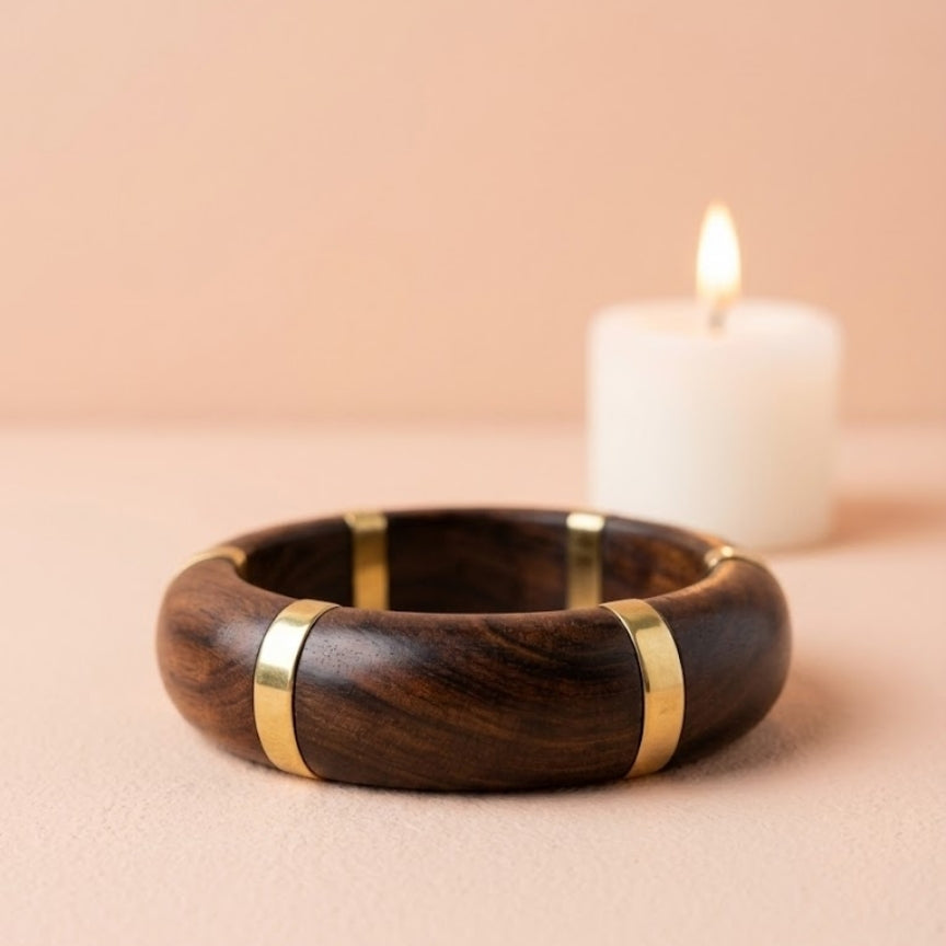 The Meridian Banded Wood Bangle