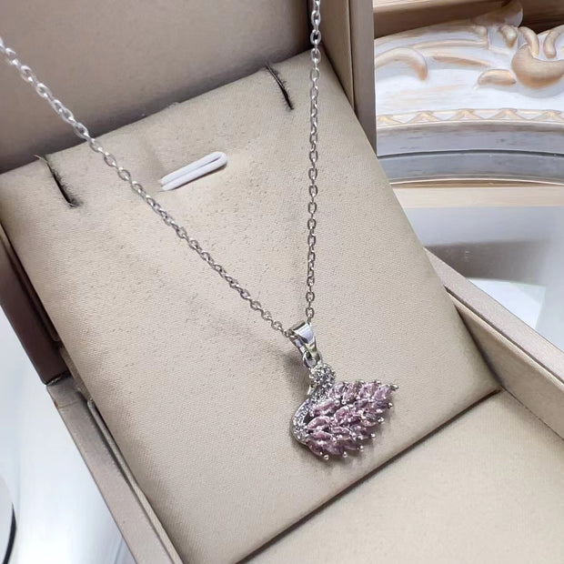 Swan Crystal Gold Pendant Necklace