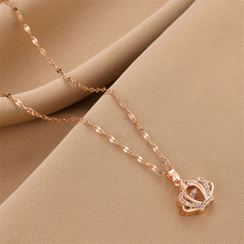 Royal Crown Zircon Pendant Necklace