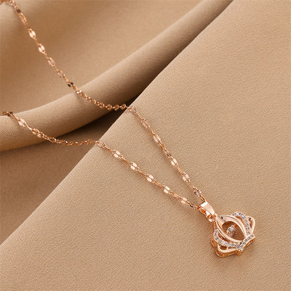 Royal Crown Zircon Pendant Necklace
