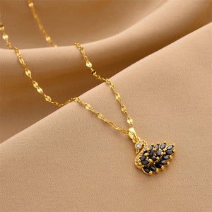 Swan Crystal Gold Pendant Necklace