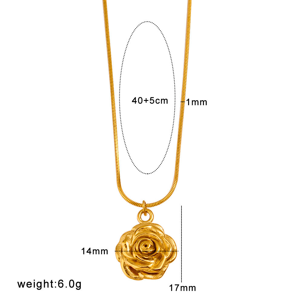 Blooming Rose Pendant Chain Necklace