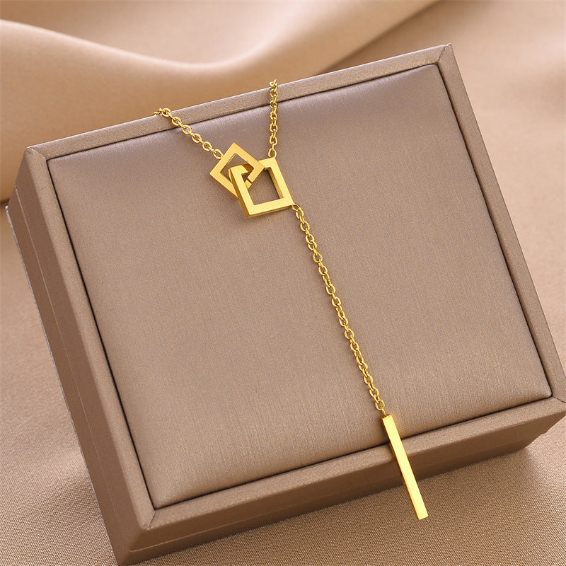 Geometric Drop Bar Necklace