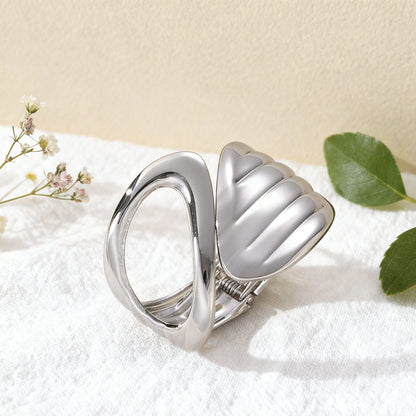Abstract Pebble Silver Statement Bangle