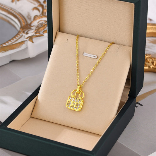 18K Gold Plated Luxury Bag Pendant Necklace