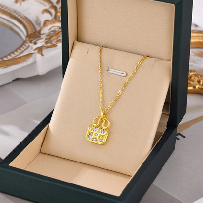 18K Gold Plated Luxury Bag Pendant Necklace