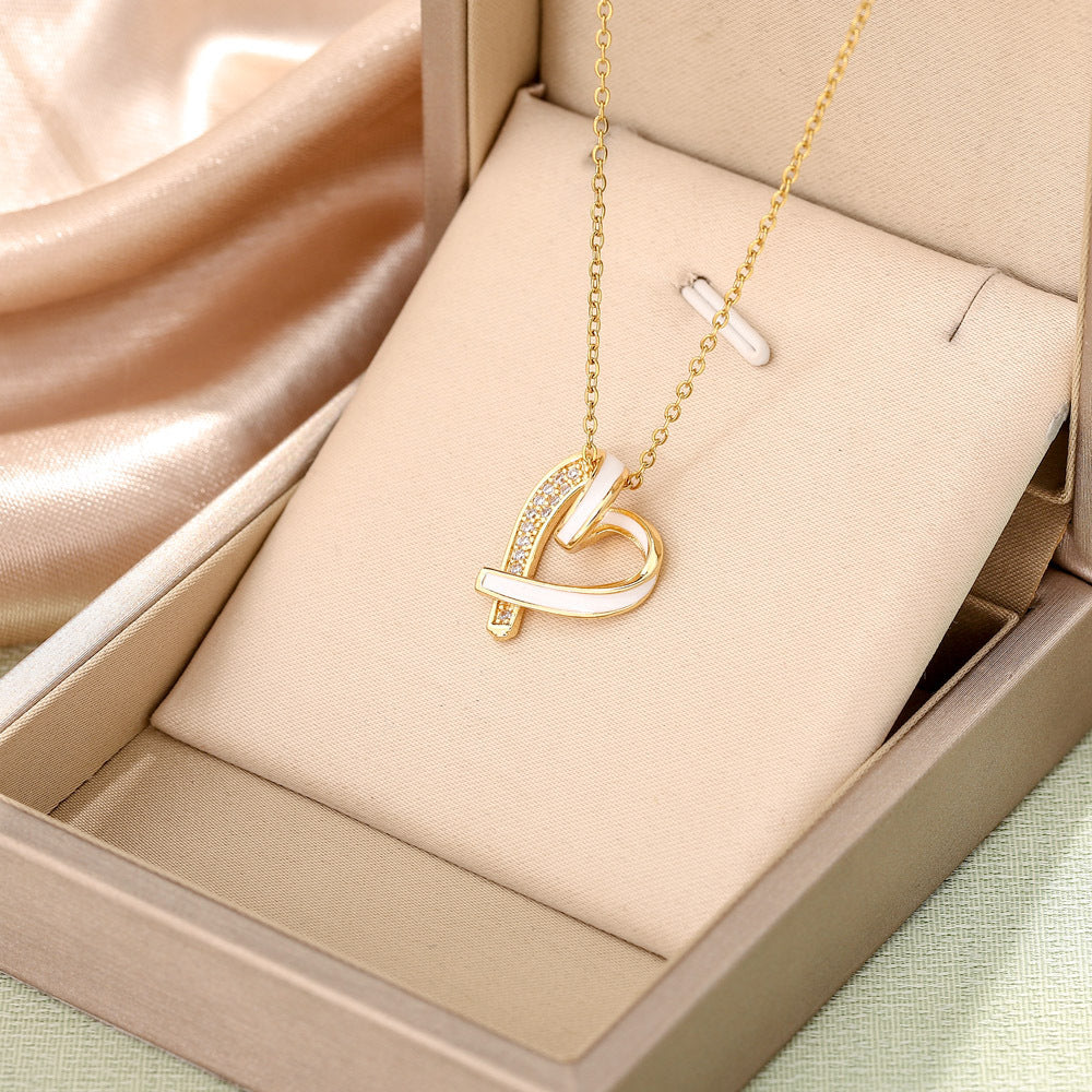 Colored Enamel Heart Gold Pendant Necklace