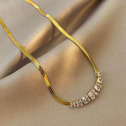 Square Zircon  Snake Chain Necklace