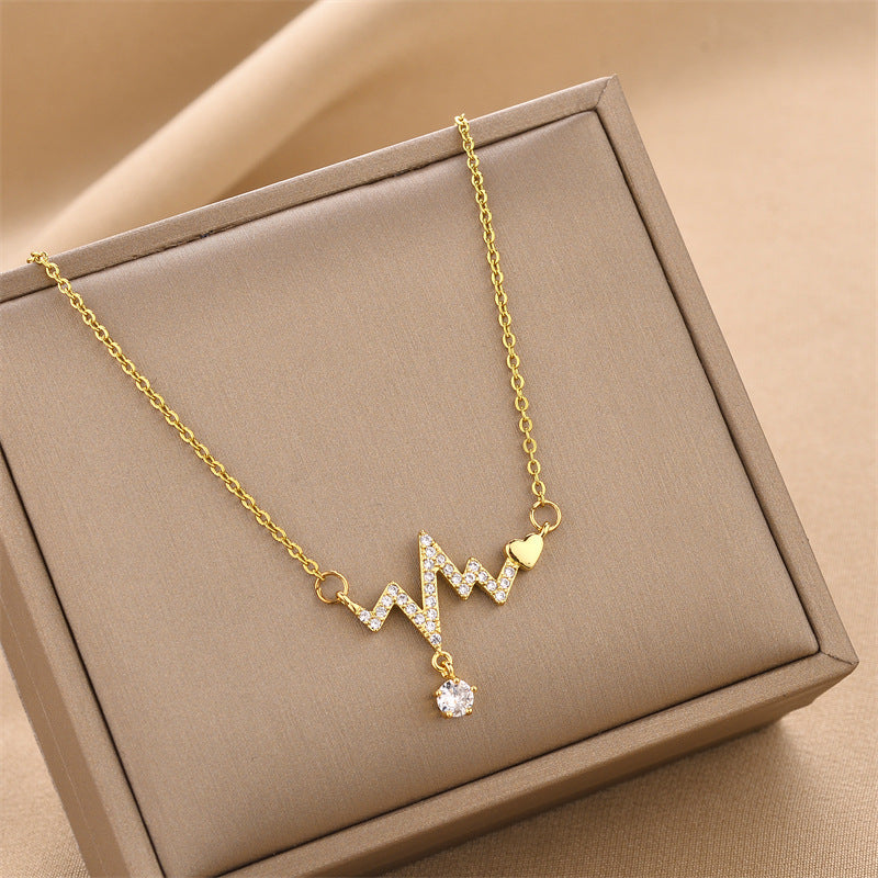 Heartbeat Heart Zircon Pendant Necklace