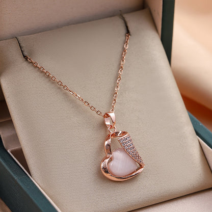 Aura Heart Cat’s Eye Pendant Necklace