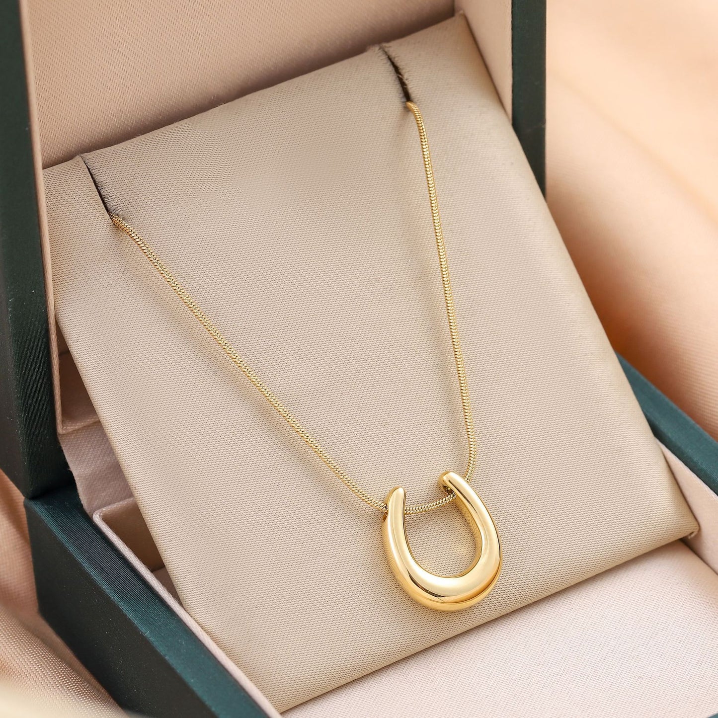 Modern Equestrian Horseshoe Charm Necklace