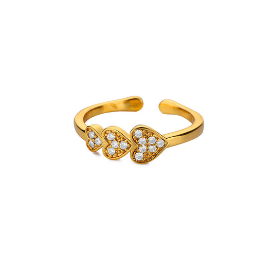 Graduated Triple Pave Heart Shaped Stackable Diamond Ring