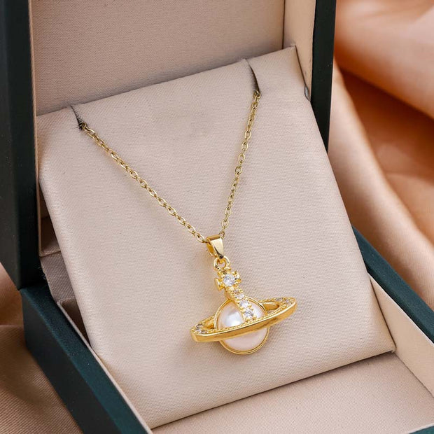 Pearl Orbit Pendant Necklace