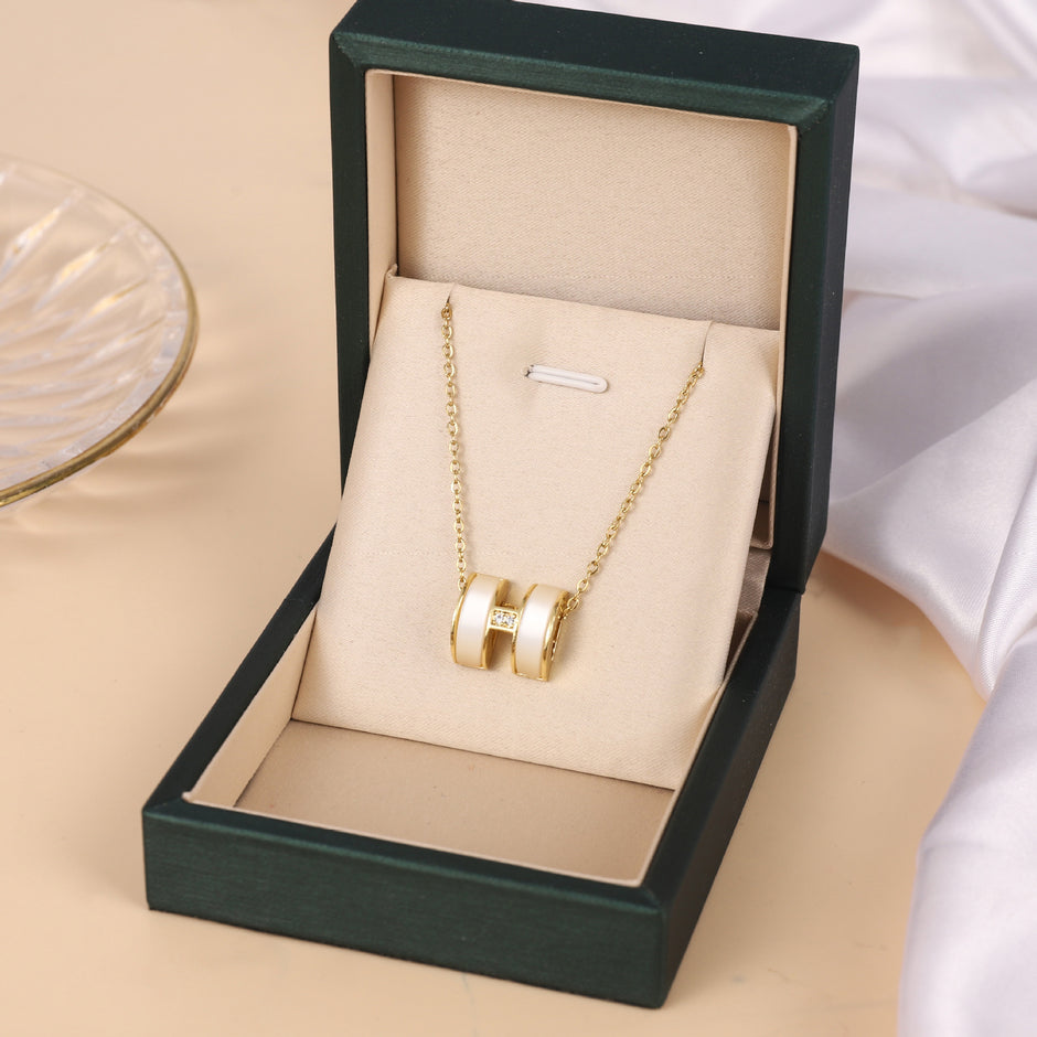 Trendy Enamel H Pendant Necklace