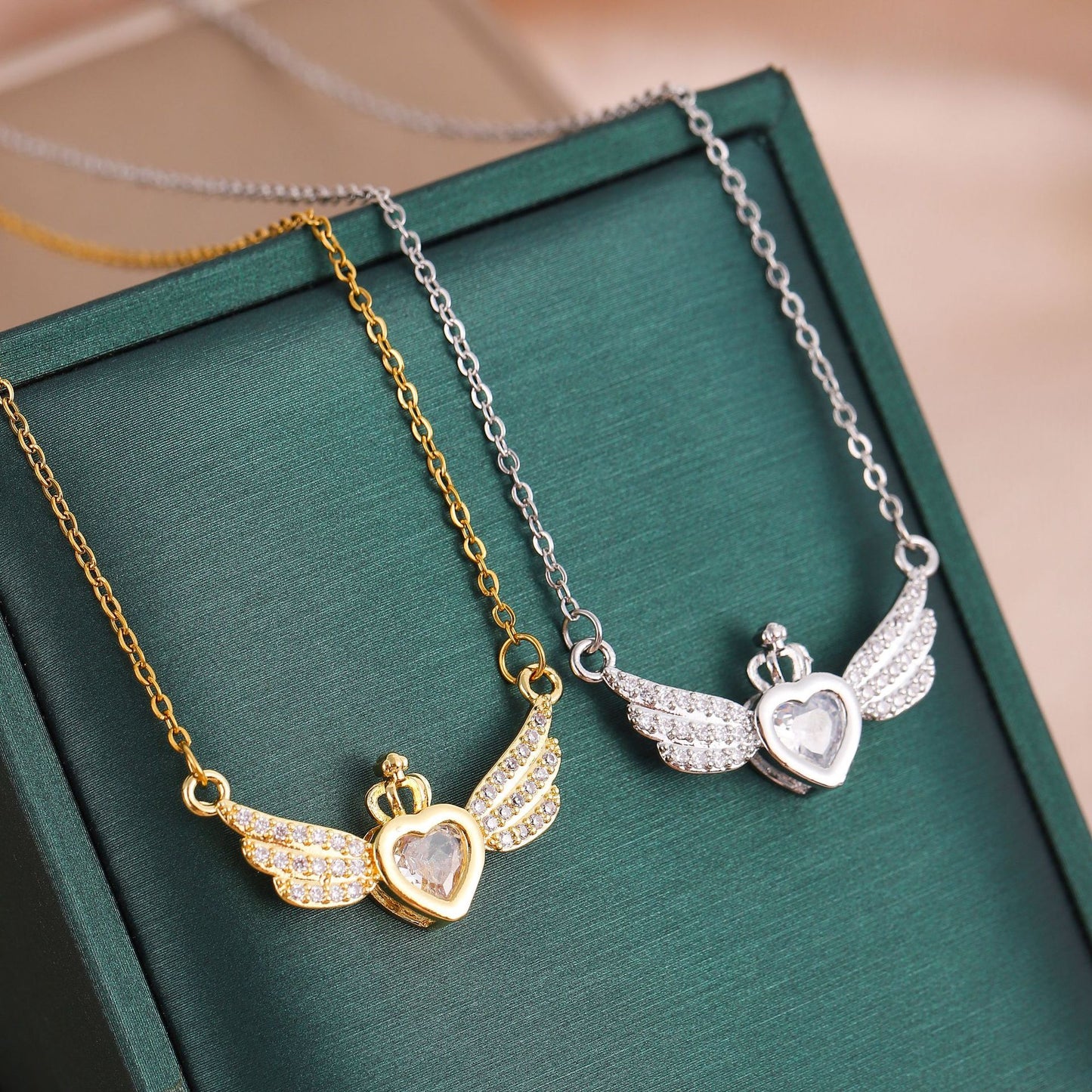 Angel Heart Wing Zircon Necklace