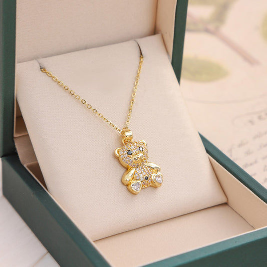 Teddy Love Zircon Pendant Necklace
