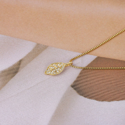 Leaf Zircon Pendant Necklace