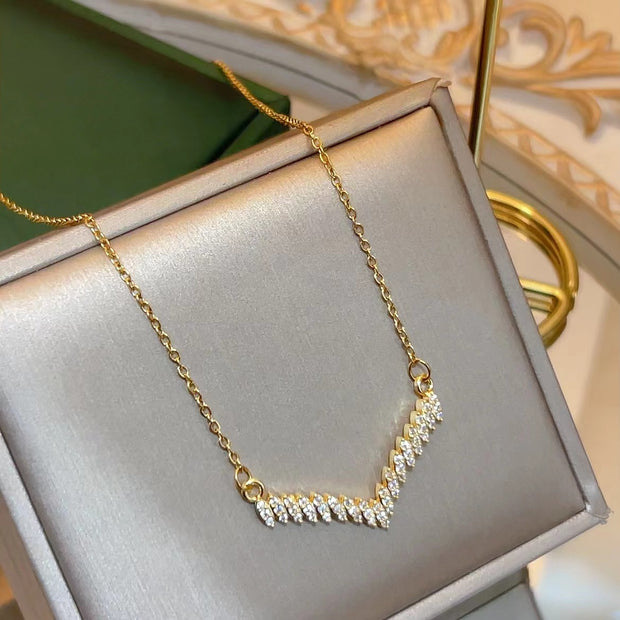 CZ Chevron V Pendant Necklace