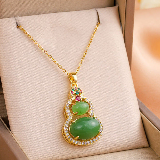 Double Gourd Stone Pendant Necklace