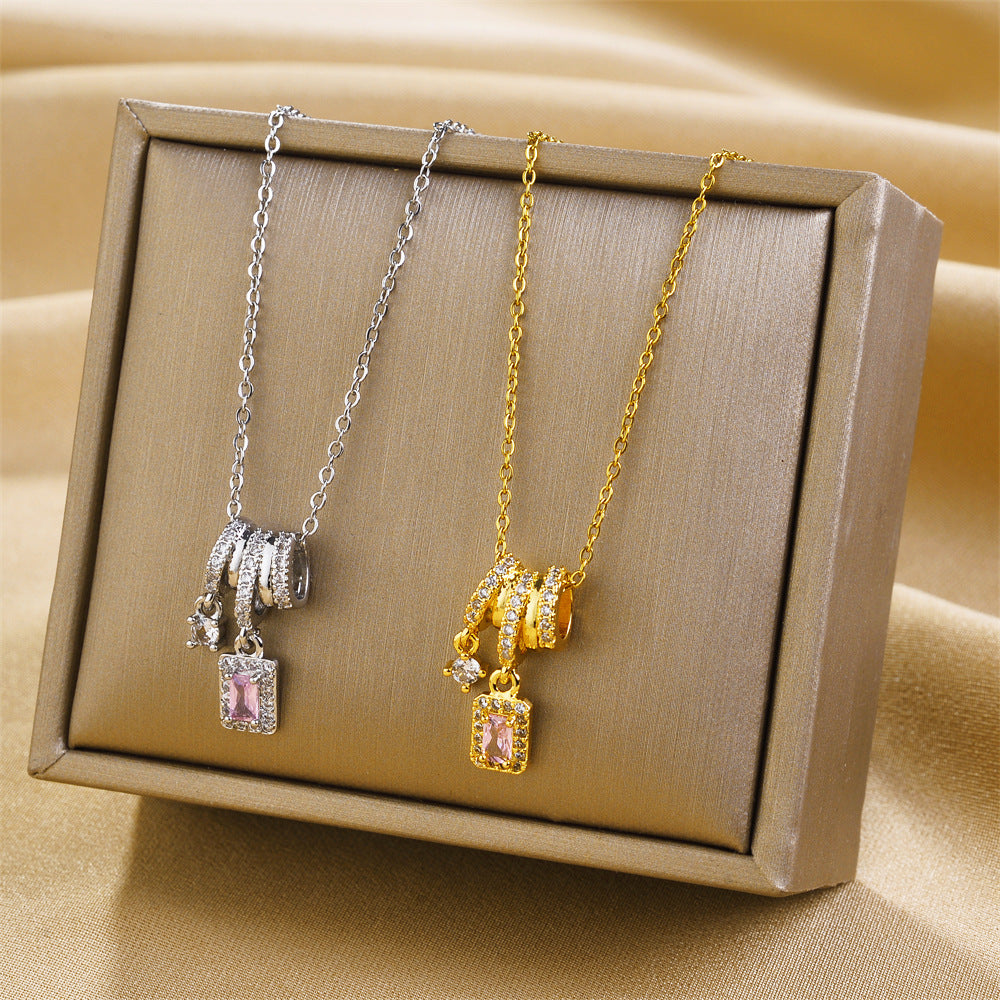 Blush Luxe Triple Hoop Dainty Necklace