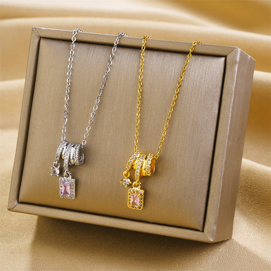 Blush Luxe Triple Hoop Dainty Necklace