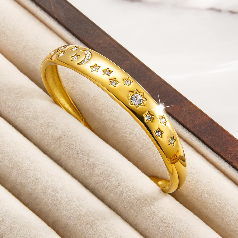 Solar Flare Celestial Gold Cuff Bracelet
