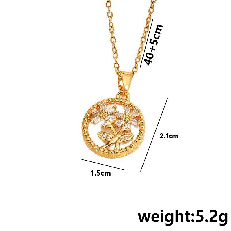Floral Medallion Zircon Necklace