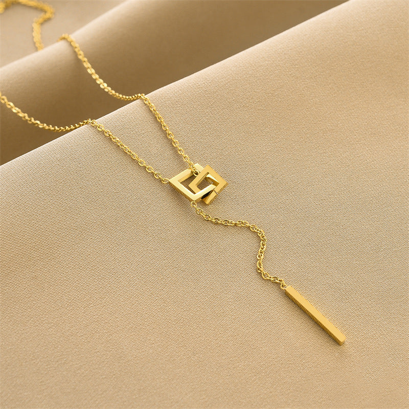 Geometric Drop Bar Necklace