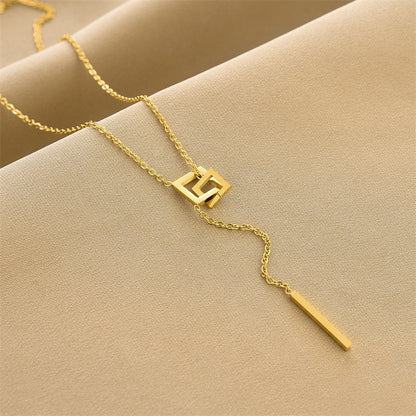 Geometric Drop Bar Necklace