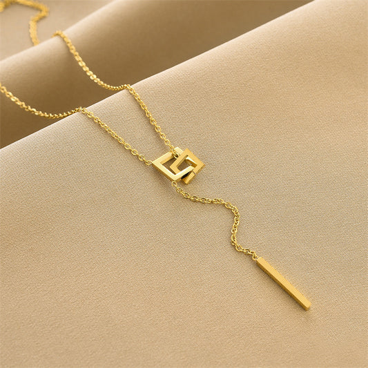 Geometric Drop Bar Necklace
