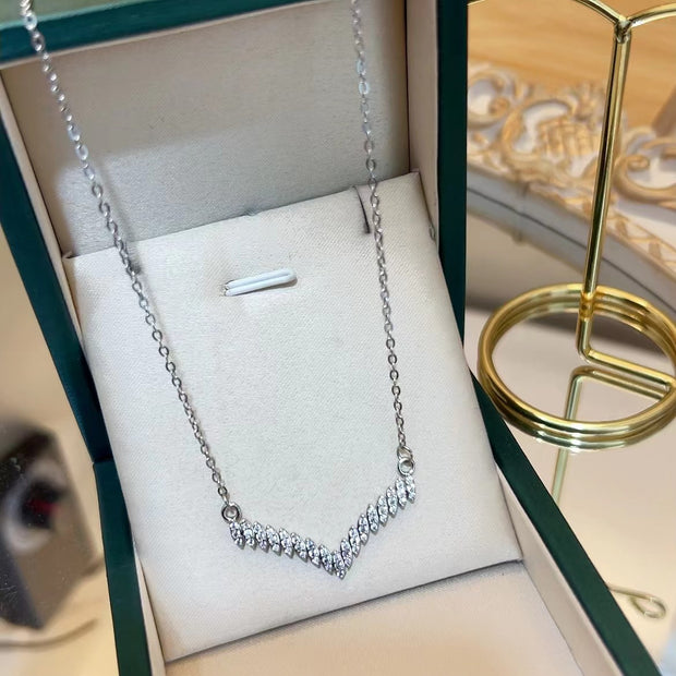 CZ Chevron V Pendant Necklace