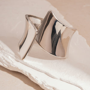 Modern Wave Silver Cuff Bracelet