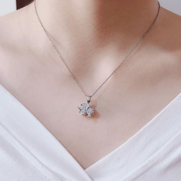 Cute Elephant Zircon Pendant Necklace