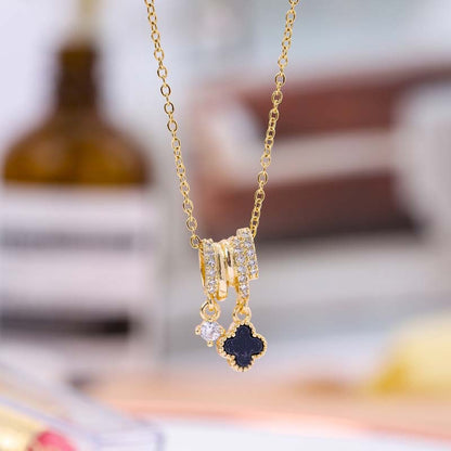 Bloom Clover Charm Zircon Necklace