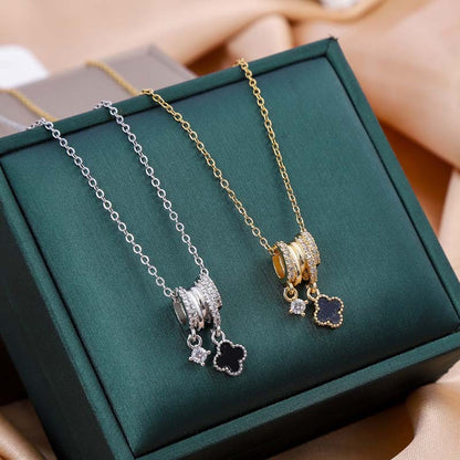 Bloom Clover Charm Zircon Necklace