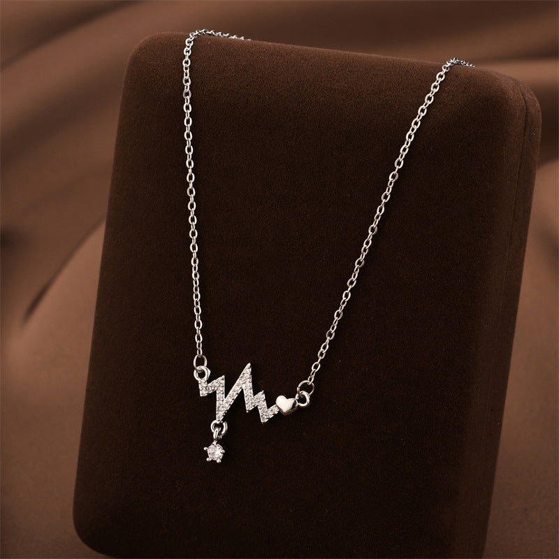 Heartbeat Heart Zircon Pendant Necklace