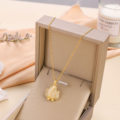 Opal Bloom Tulip Pendant Necklace