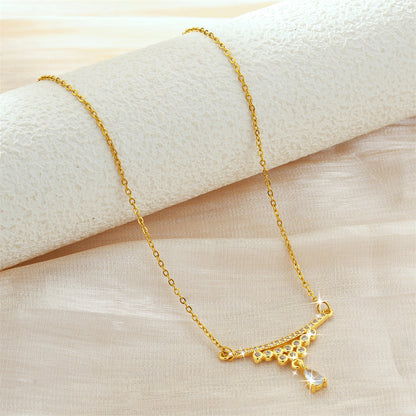 CZ Curve Drop Pendant Necklace