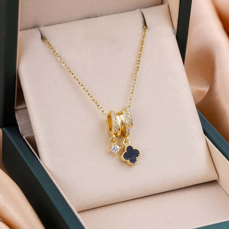 Bloom Clover Charm Zircon Necklace