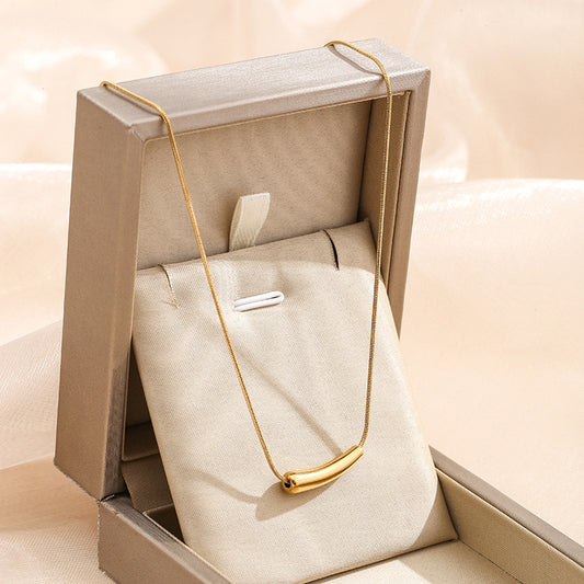 Luxury 18K Gold Plated Curved Bar Necklace