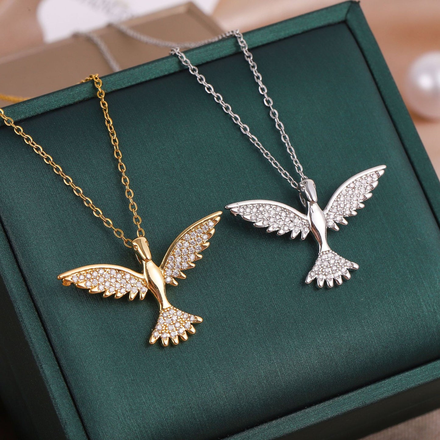 Gold Plated Hummingbird Necklace for Women