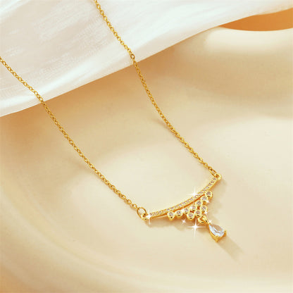 CZ Curve Drop Pendant Necklace