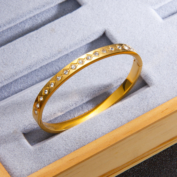 Celestia Diamond Pattern Cuff Bracelet