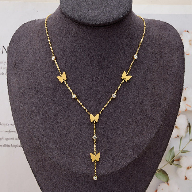 Butterfly Drop Chain Necklace